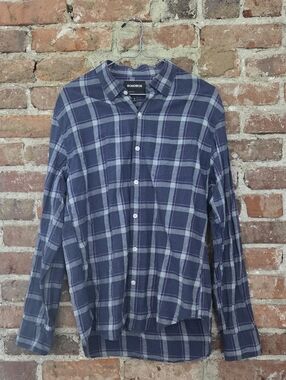 Bonobos Navy and White Plaid Button-Down Shirt - 100% Cotton